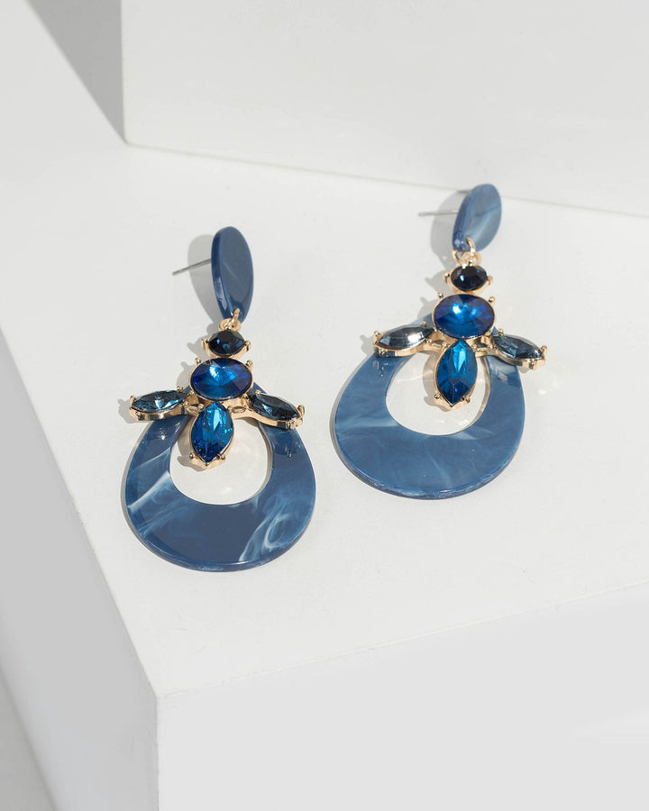 Blue Acrylic Crystal Statement Earrings | Earrings