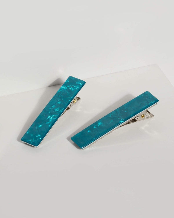 Blue Acrylic Hair Slides | Hair Accessories