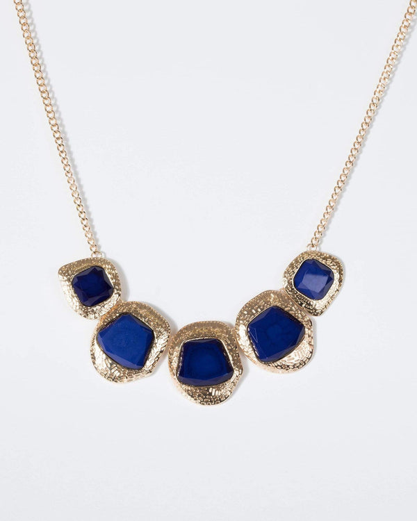 Blue Acrylic Swirl Detail Textured Necklace | Necklaces