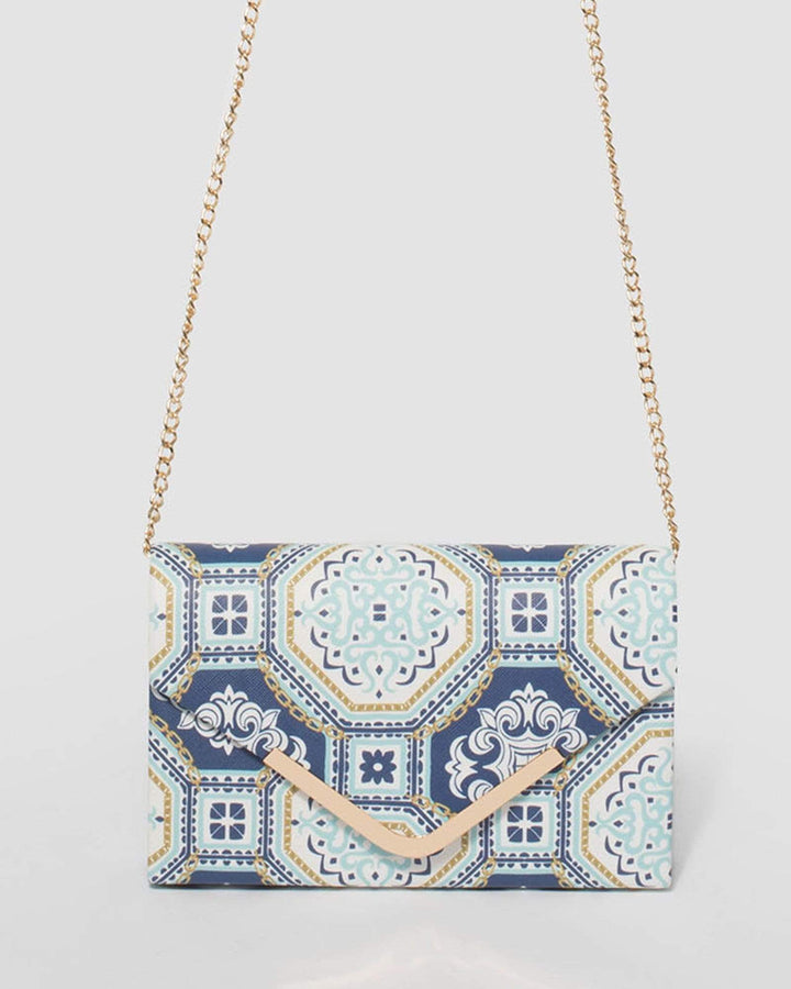 Blue and Gold Lila Envelope Clutch Bag | Clutch Bags