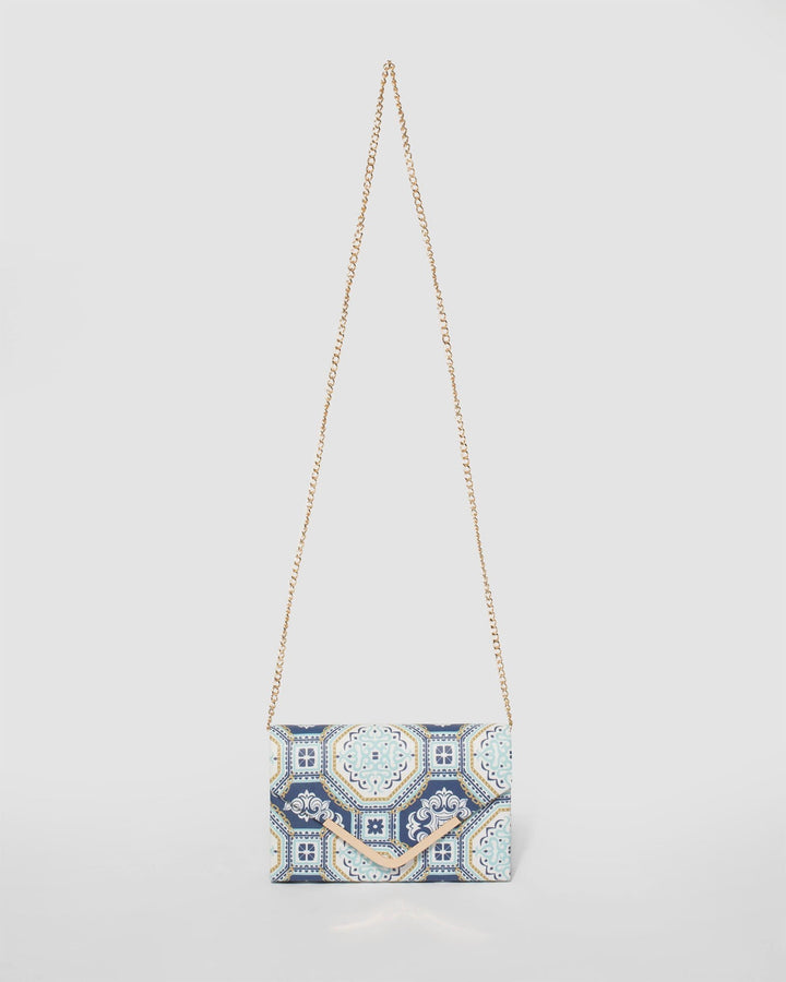 Blue and Gold Lila Envelope Clutch Bag | Clutch Bags