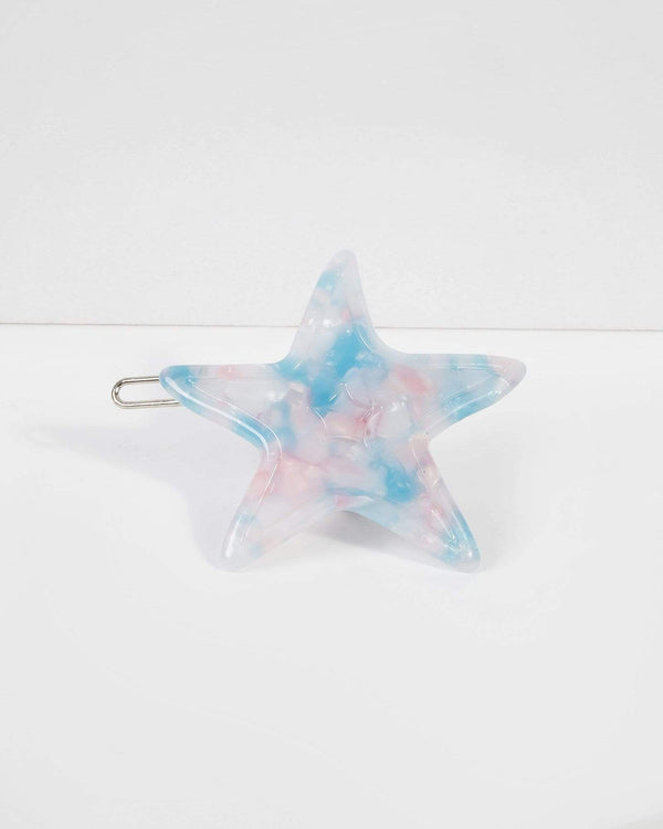 Blue and Pink Mini Acrylic Starfish Hair Clip | Hair Accessories