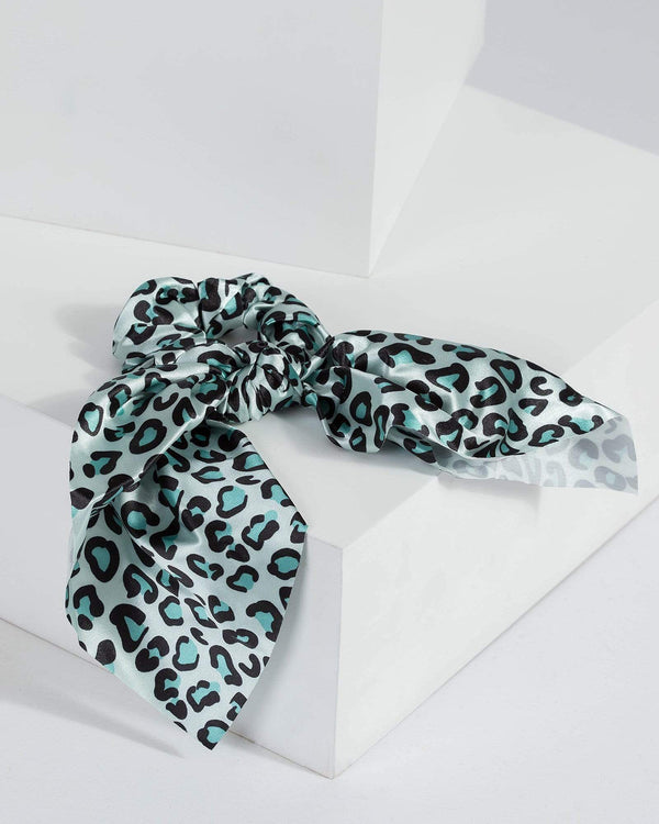 Blue Animal Print Scarf Scrunchie | Accessories