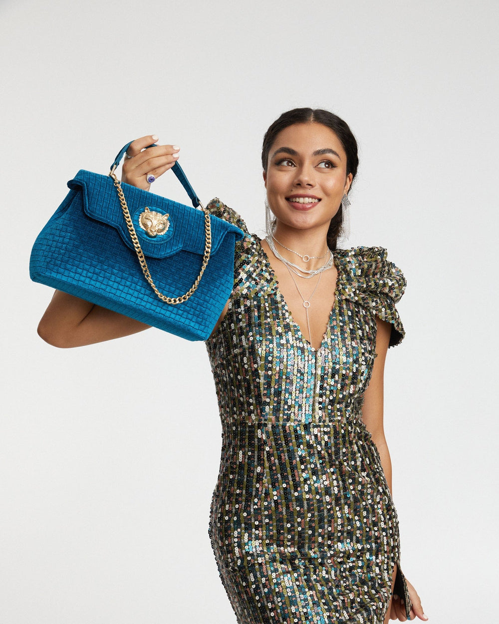 Blue Asma Chain Lion Bag Online Colette Hayman