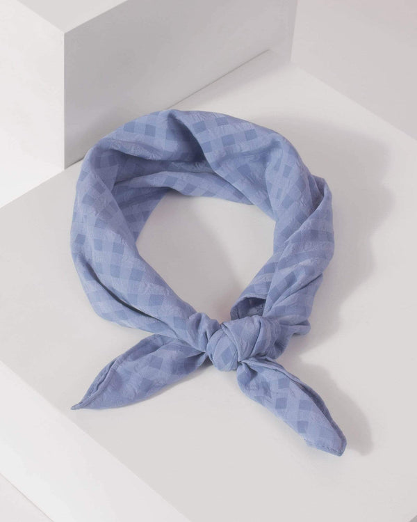 Blue Check Detail Fabric Hair Tie | Accessories