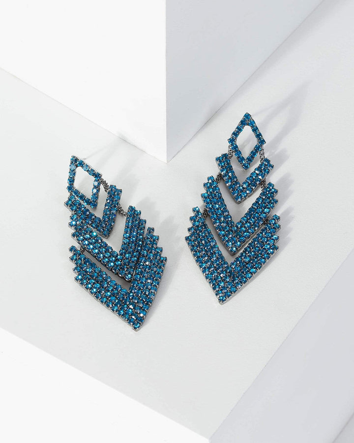 Blue Crystal Arrow Drop Earrings | Earrings