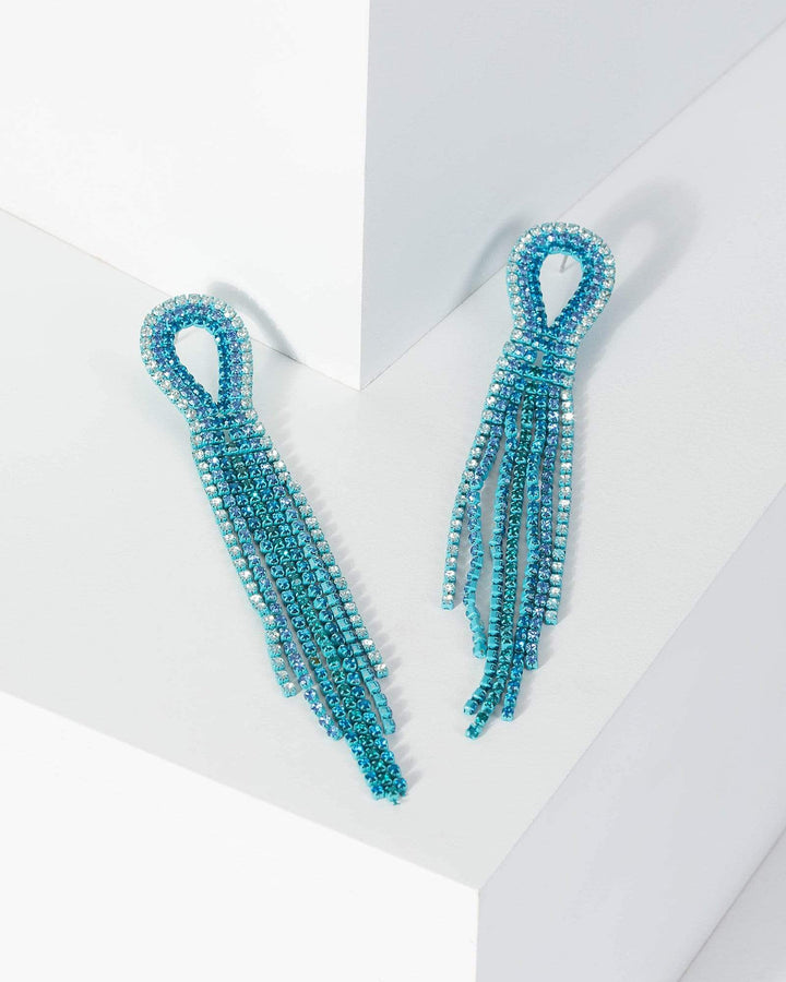 Blue Crystal Loop Drop Earrings | Earrings