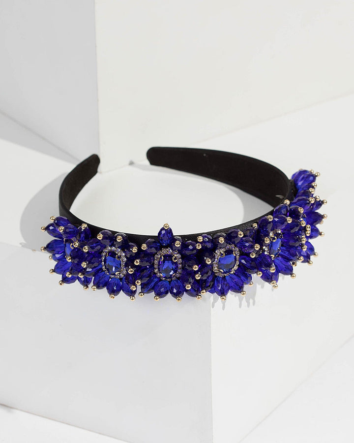 Blue Detailed Flowers Headband | Hair Accessories