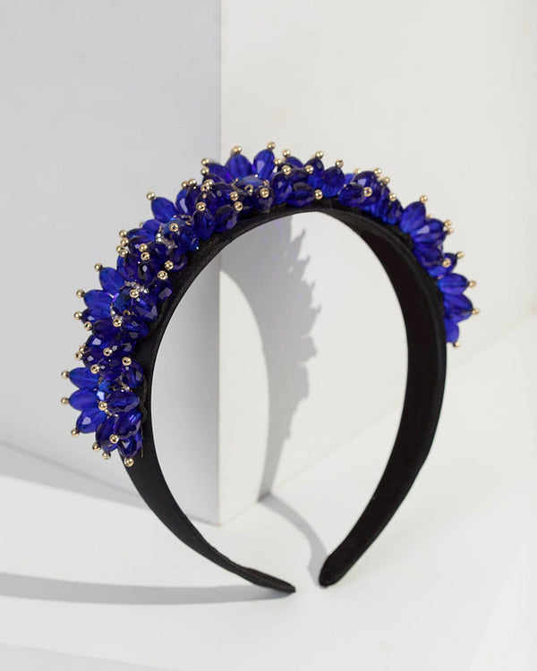 Blue Detailed Flowers Headband | Hair Accessories