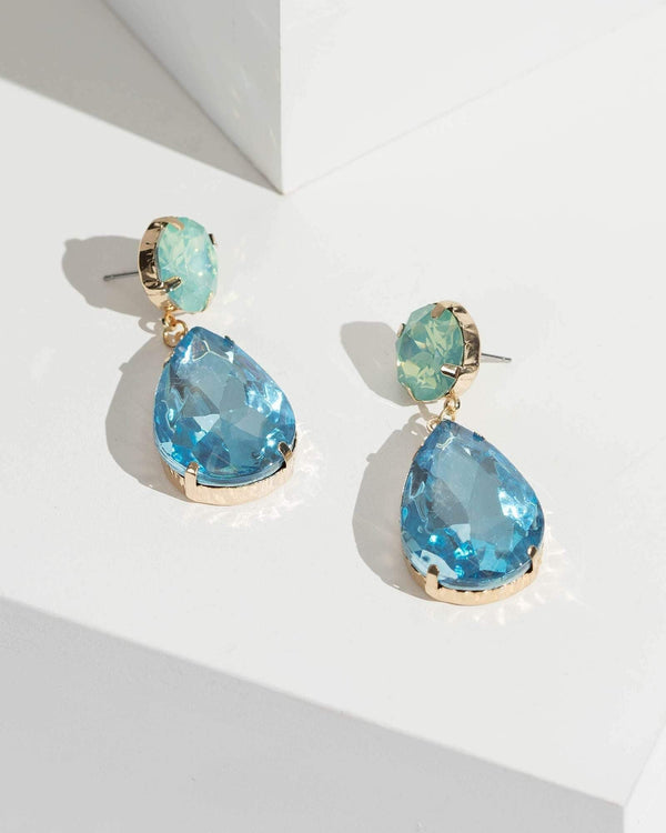 Colette by Colette Hayman Blue Double Crystal Drop Earrings