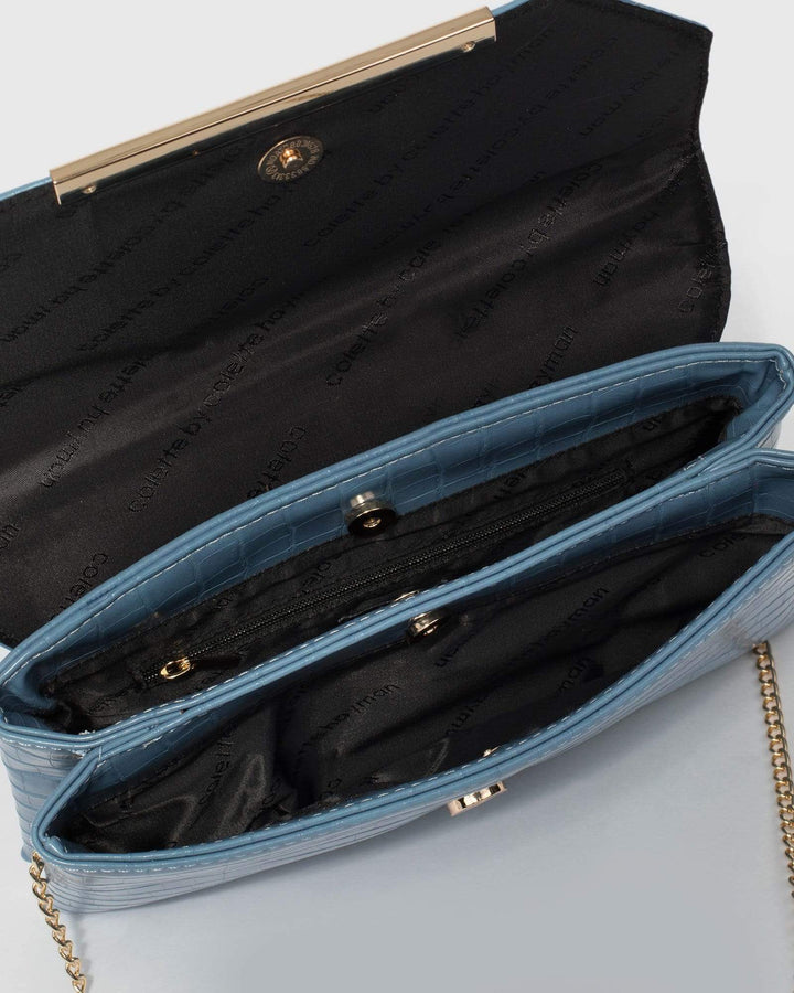 Blue Double Plate Clutch Bag | Clutch Bags
