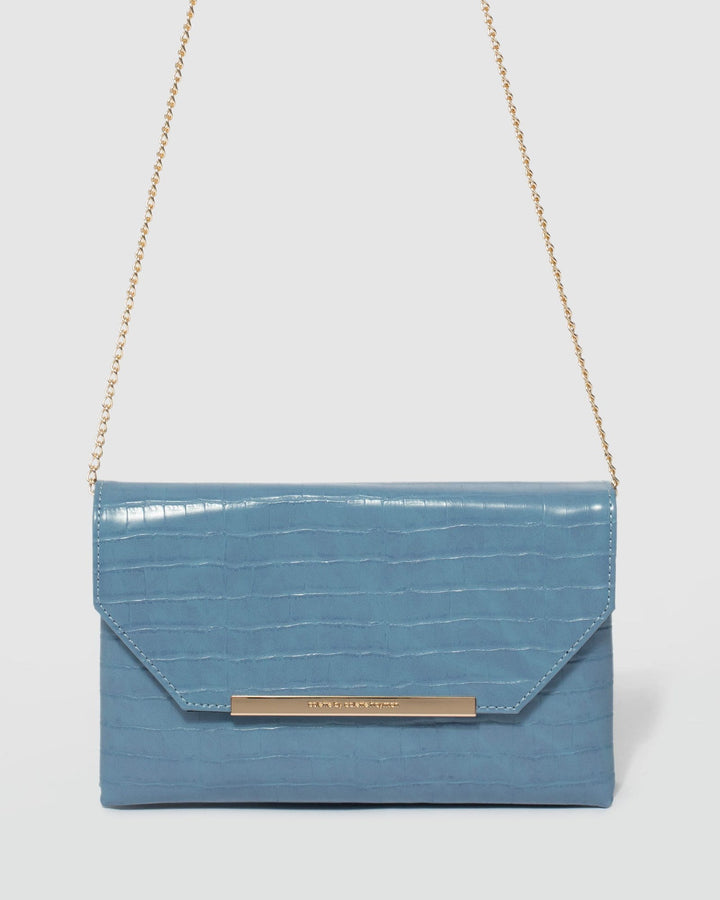 Blue Double Plate Clutch Bag | Clutch Bags