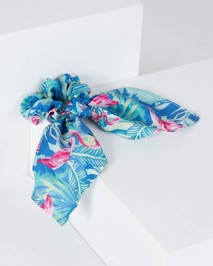 Blue Flamingo Scarf Scrunchie | Accessories