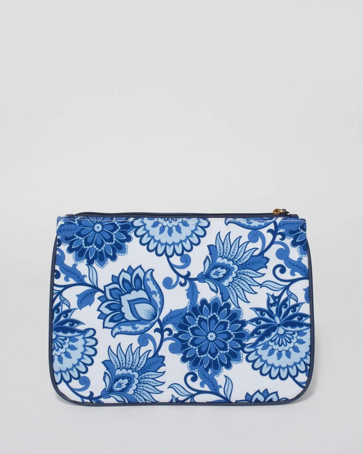 Blue Floral Canvas Wristlet | Purses