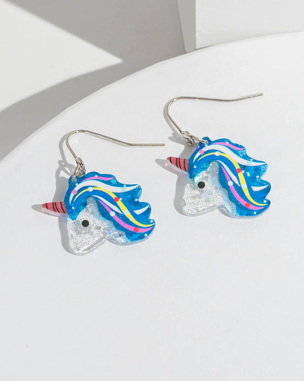 Colette by Colette Hayman Blue Glitter Unicorn Earrings