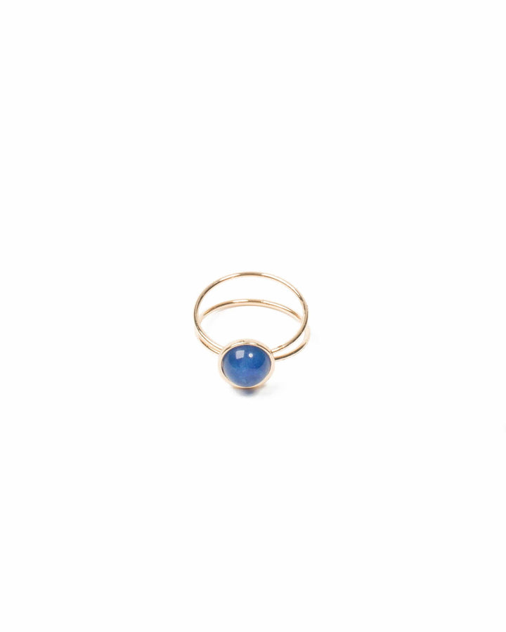 Colette by Colette Hayman Blue Gold Tone Fine Metal Round Stone Ring - Large