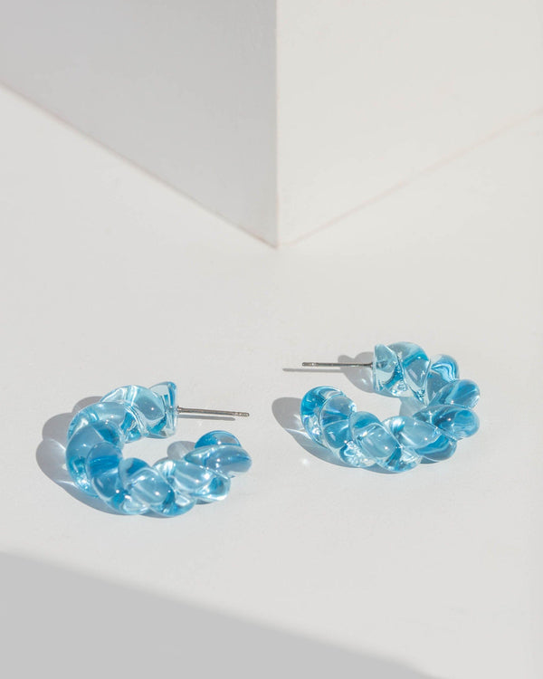 Colette by Colette Hayman Blue Jelly Swirl Hoop Earrings