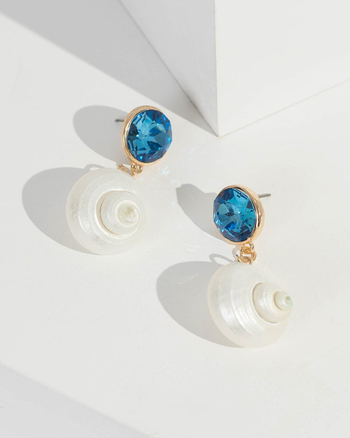 Blue Large Shell Drop Earrings | Earrings