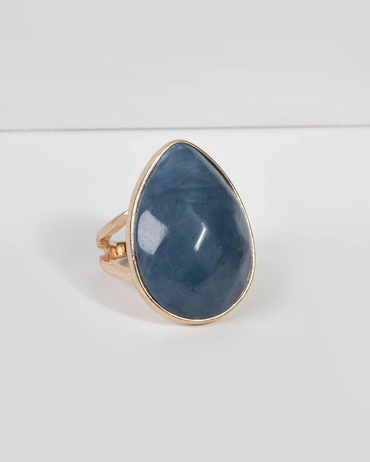 Blue Large Stone Teardrop Ring | Rings