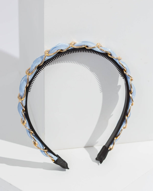 Colette by Colette Hayman Blue Linked Chain And Fabric Detail Headband