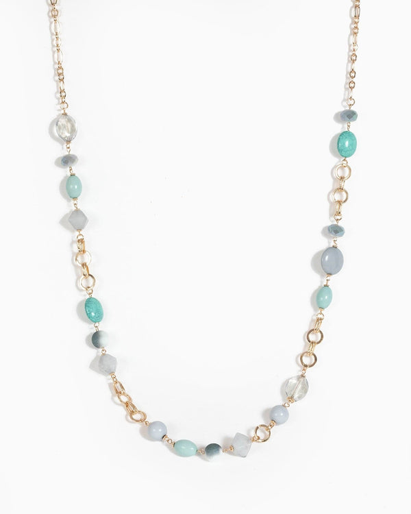 Colette by Colette Hayman Blue Long Beaded Chain Necklace