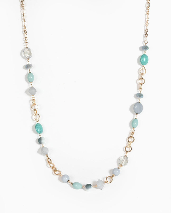 Colette by Colette Hayman Blue Long Beaded Chain Necklace