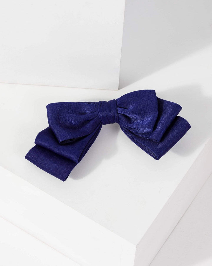 Blue Medium Hair Bow with Clip | Accessories