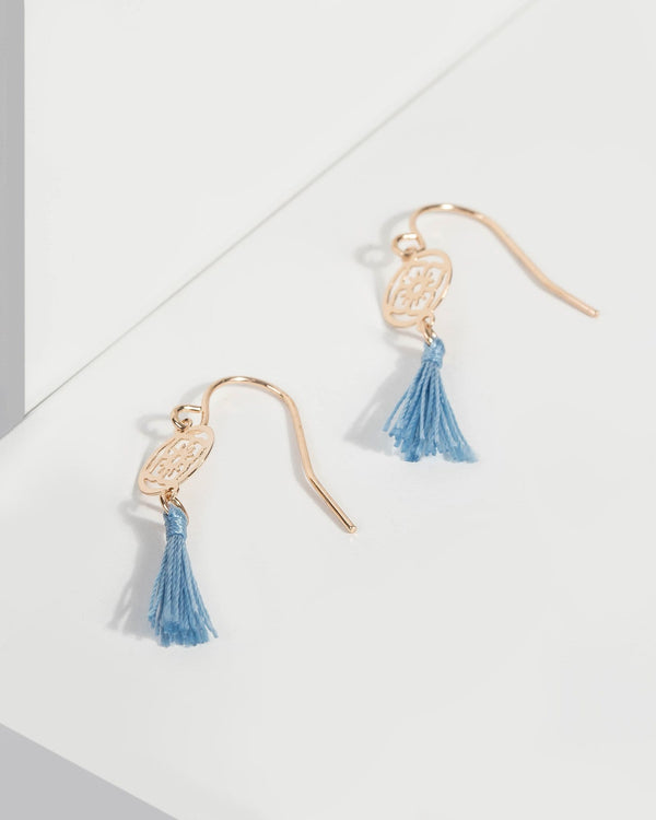 Blue Mini Thin Twisted Hoop Earrings | Earrings
