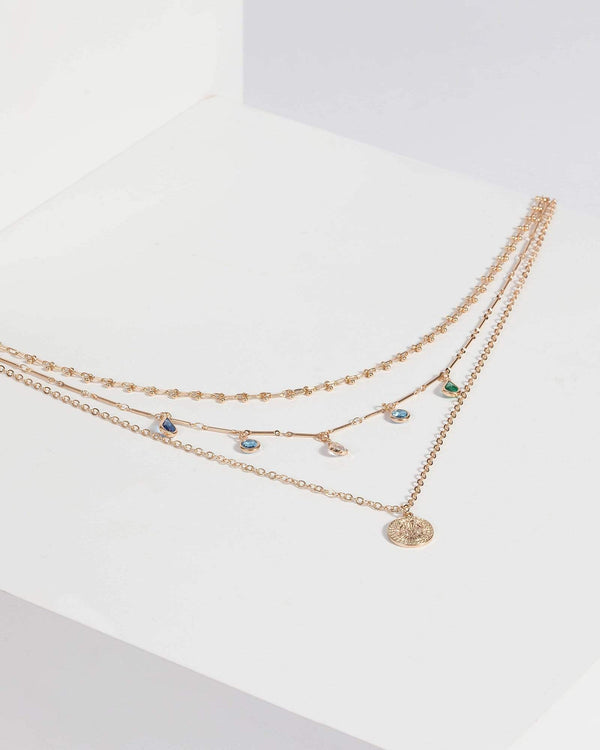 Blue Multi Crystal Pendant Necklace | Necklaces