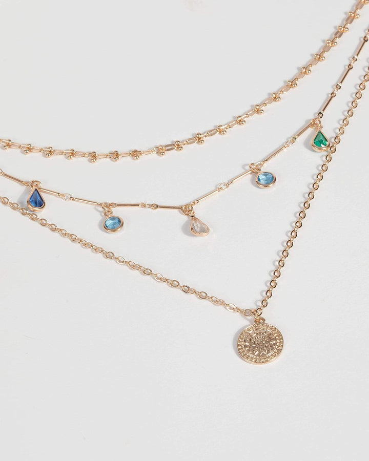 Blue Multi Crystal Pendant Necklace | Necklaces
