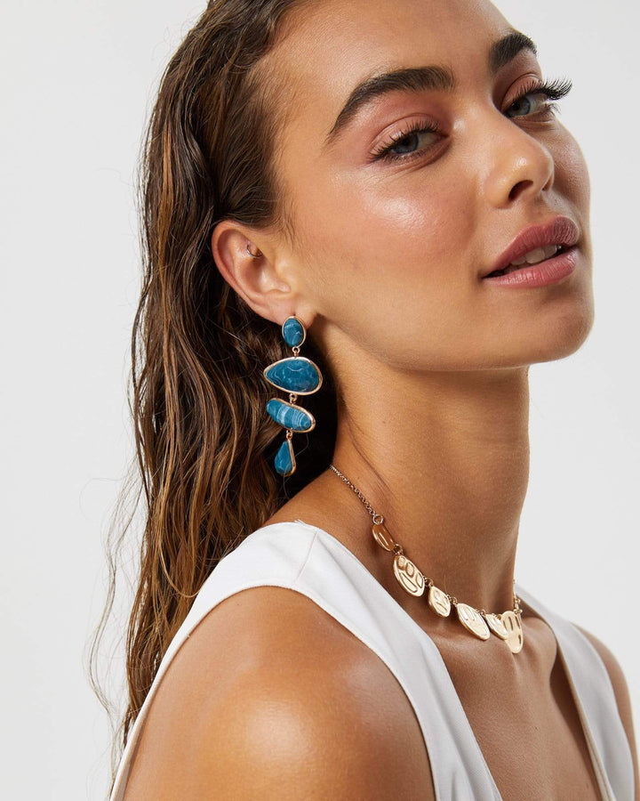 Blue Multi Layer Resin Stone Earrings | Earrings