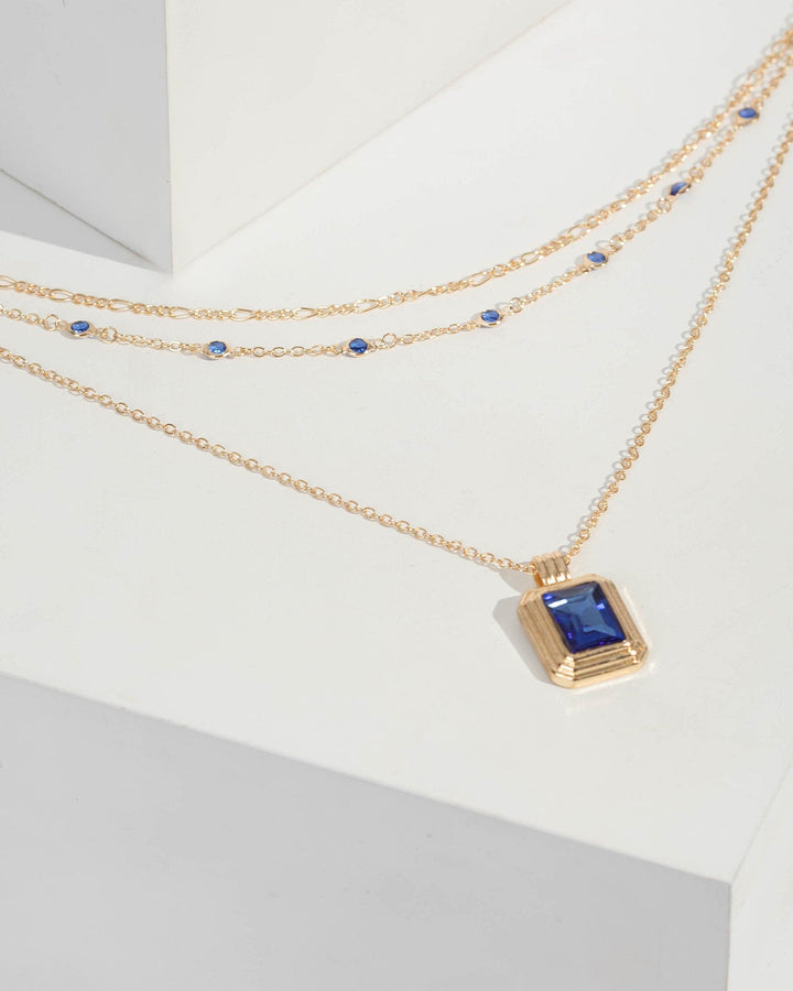 Blue Multi Pack Crystal Detail Necklace | Necklaces