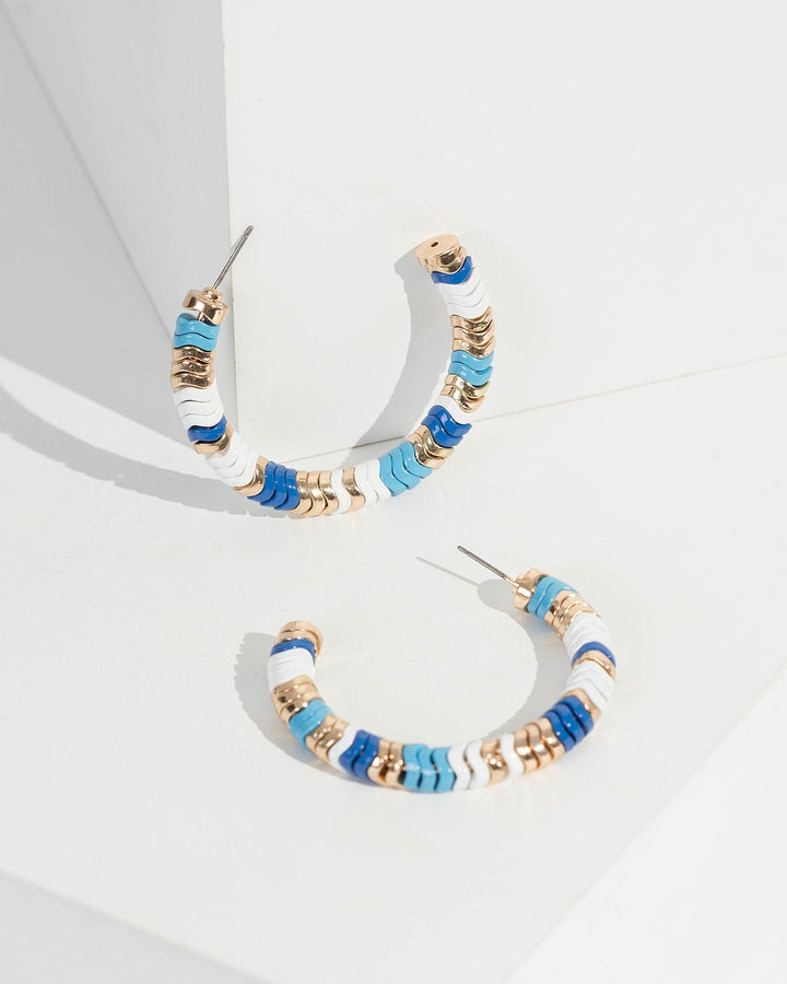 Colette by Colette Hayman Blue Painted Swirl Hoop Detail Earrings