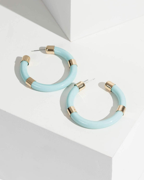 Colette by Colette Hayman Blue Panel Detailing Resin Hoop Earrings