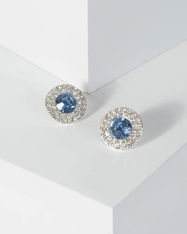 Blue Pave Stud Earrings | Earrings