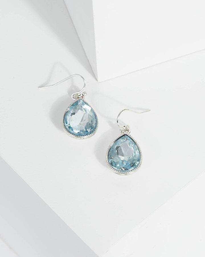 Blue Pear Crystal Drop Earrings | Earrings