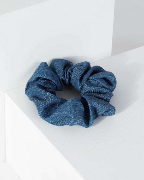 Blue Plain Denim Scrunchie | Accessories