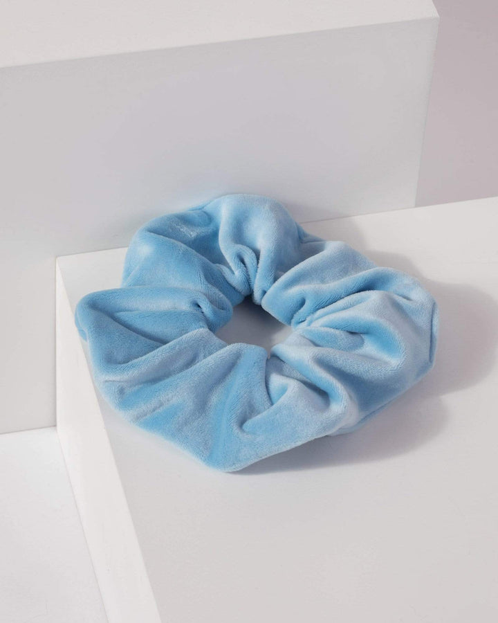 Blue Plain Velvet Scrunchie | Accessories