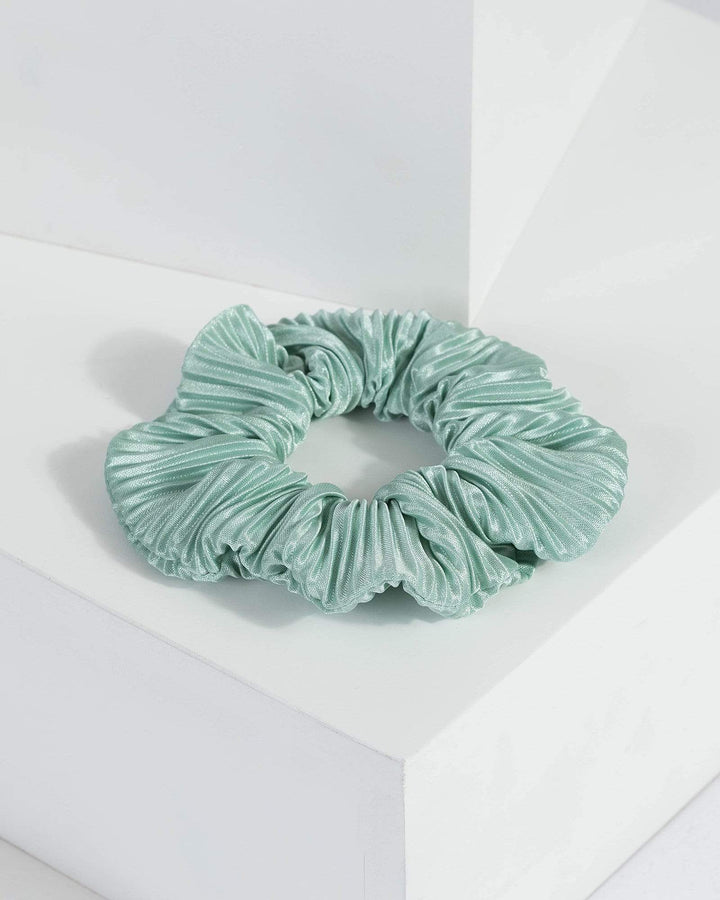 Blue Ribbed Block Scrunchie | Accessories
