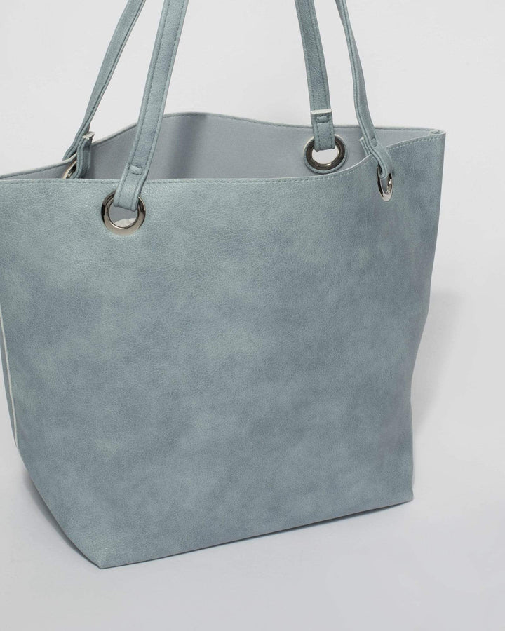 Blue Selena Eyelet Tote Bag | Tote Bags