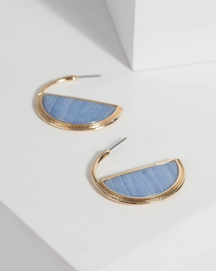 Blue Semi Circle Hoop Earrings | Earrings