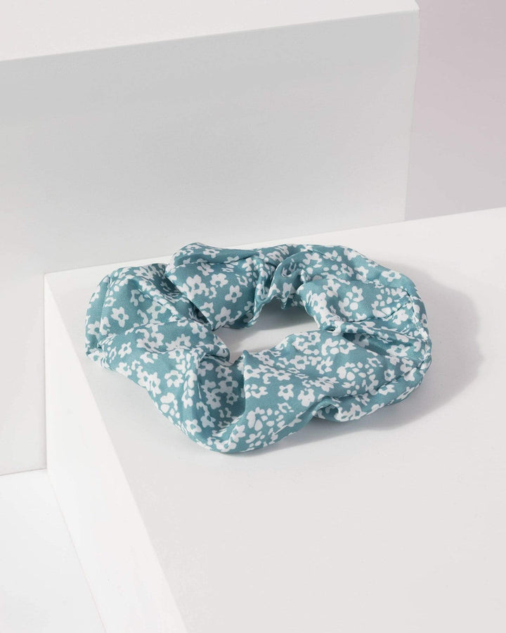 Blue Small Daisy Detail Scrunchie | Accessories