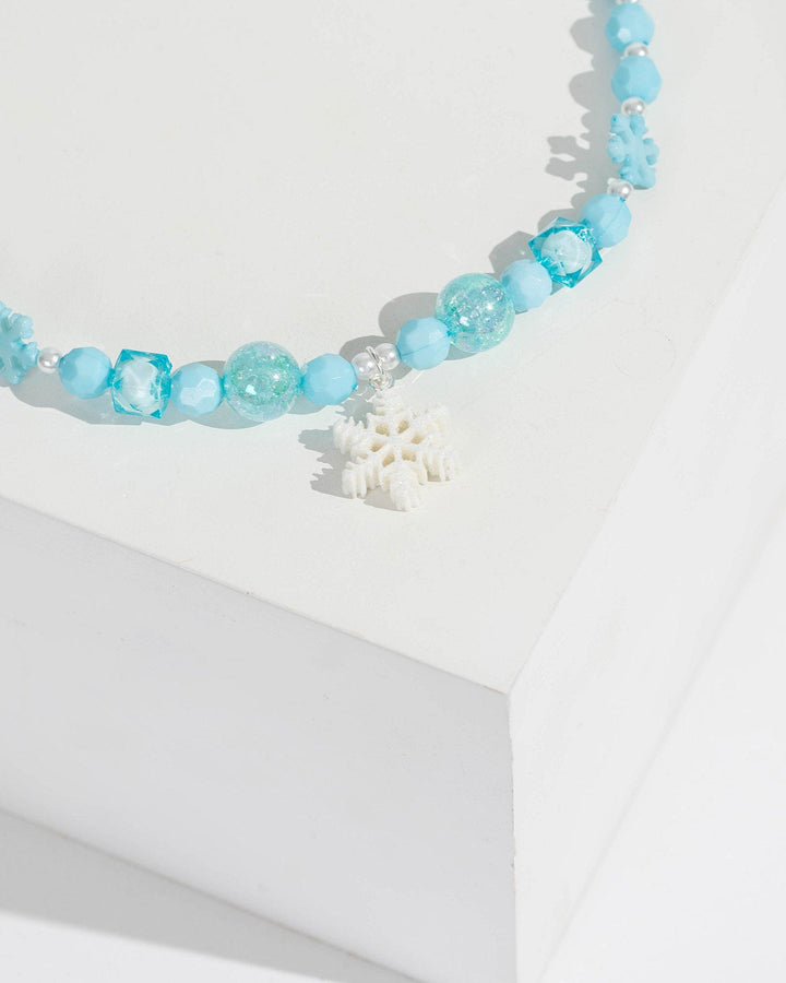 Blue Snowflake Beaded Necklace | Necklaces