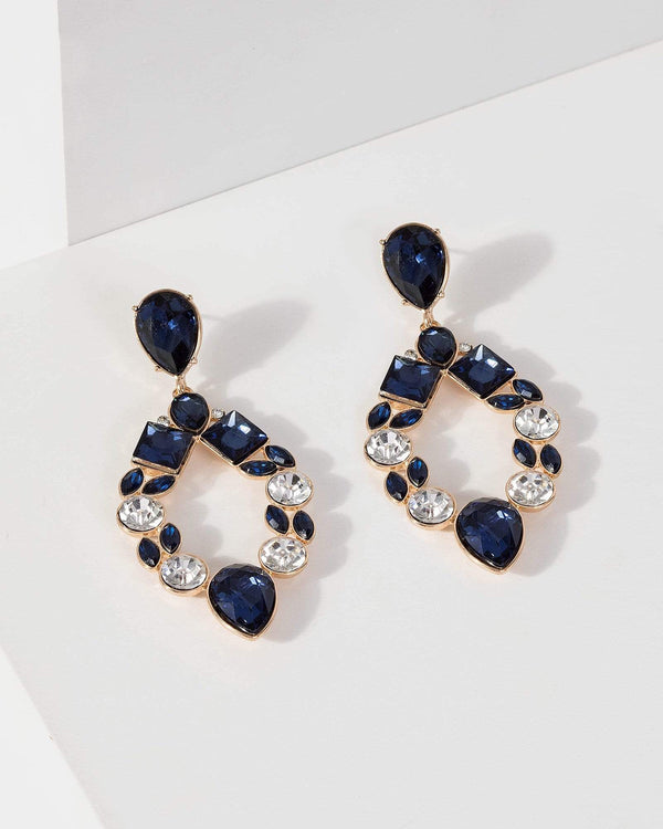 Blue Statement Oval Drop Earrings | Earrings