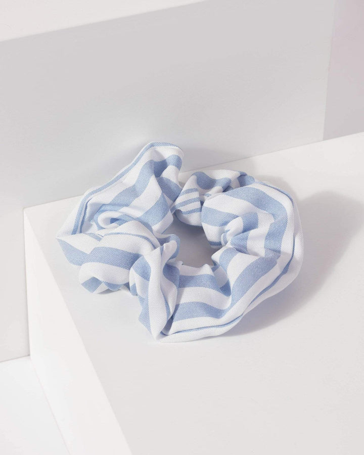 Blue Stripe Print Scrunchie | Accessories