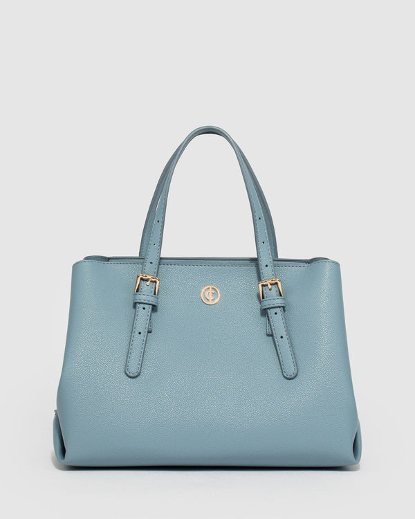 Blue Tamia Buckle Tote Bag | Tote Bags