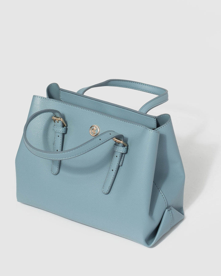 Blue Tamia Buckle Tote Bag | Tote Bags