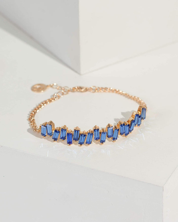 Blue Thin Crystal Bar Detail Bracelet | Wristwear