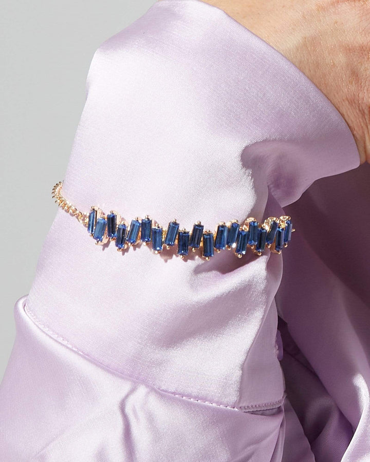 Blue Thin Crystal Bar Detail Bracelet | Wristwear
