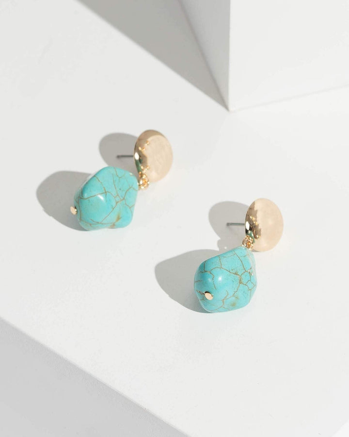Colette by Colette Hayman Blue Turquoise Stone Drop Earrings